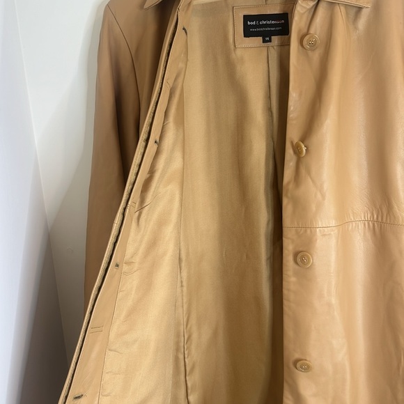 Bod & Christensen Leather 3/4 Trench Coat Style Button Down Women size 14 - Picture 13 of 17